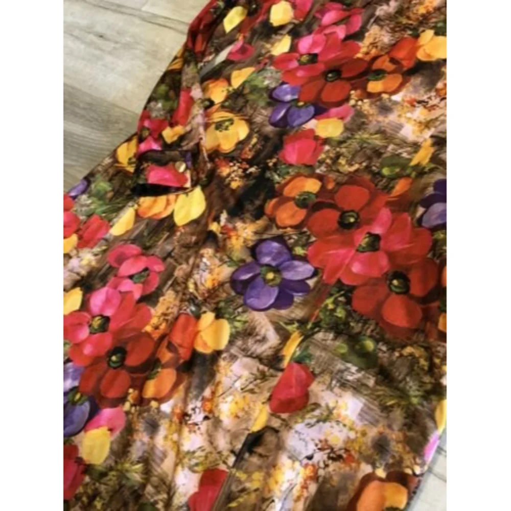 Vintage Handmade 1970s Bohemian Floral Print Long Sleeve Maxi Dress Hippie L - Picture 9 of 9